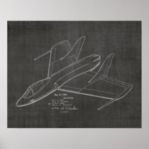 Póster 1950 Jet Airplane Patent Art Drawing Print