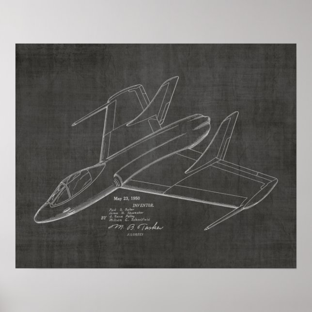 Póster 1950 Jet Airplane Patent Art Drawing Print (Frente)