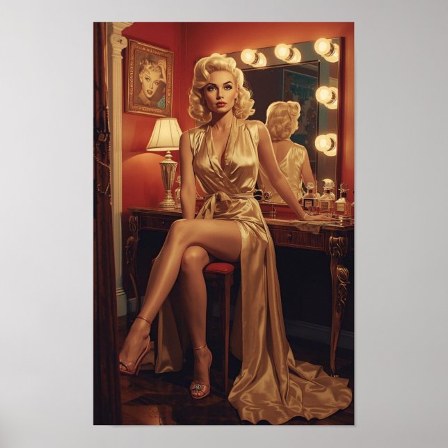 Póster 1950s Hollywood Starlet Pin-Up – Retro (Frente)