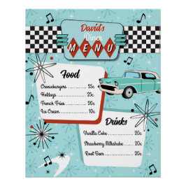 Póster 1950s Retro Diner Menu