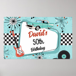 Póster 1950's Retro Red & Blue Birthday Party