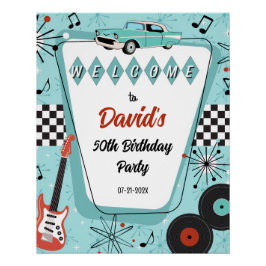 Póster 1950's Sock Hop Party Welcome Sign