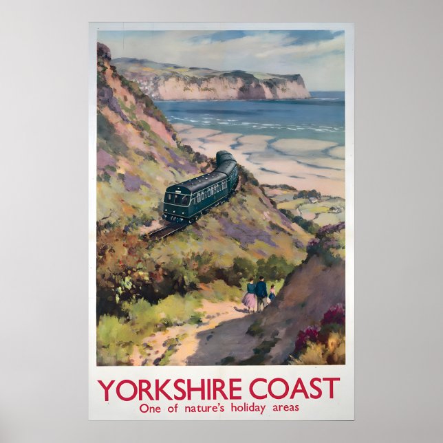 Póster 1950s Yorkshire Coast Travel Poster Vintage (Frente)