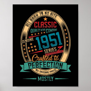 Póster 1951 71 años 71º cumpleaños Perfección artesanal