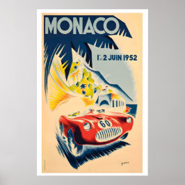 Póster 1952 Monaco Grand Prix Vintage Racing Poster