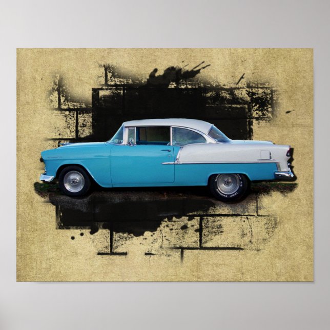 Póster 1955 Chevy Bel Air- Auto clásico- Imprimir (Frente)