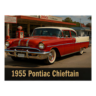 Póster 1955 Pontiac Chieftain Clásico Vintage Americano