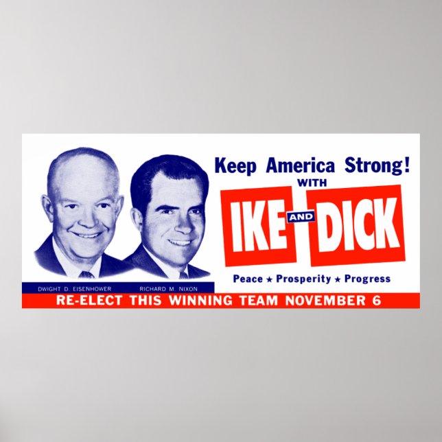 Póster 1956 Votación Ike y Dick (Frente)