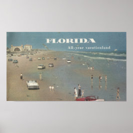 Póster 1956 Y Vacaciones En Florida. Daytona Beach Scene