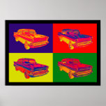 Póster 1957 Chevy Bel Air Car Pop Art<br><div class="desc">Colorful 1957 Chevy Bel Air antique car pop art image.</div>