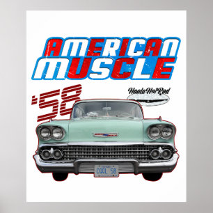 Póster 1958,Impala,Rockabilly,coche oxidado,distinguido,T