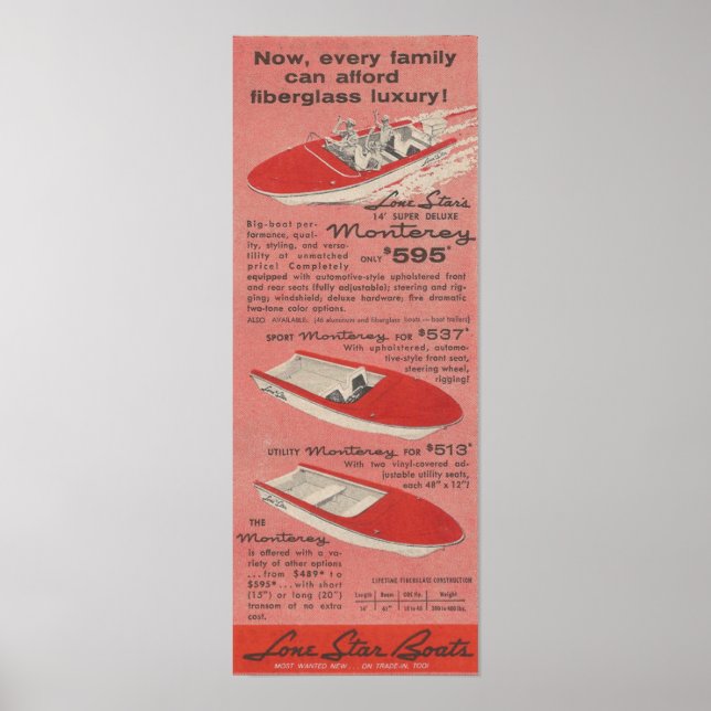 Póster 1959 Lone Star Boats Ad (Frente)