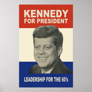 Póster 1960 Kennedy para Presidente Poster (¡Hasta 39 x 6