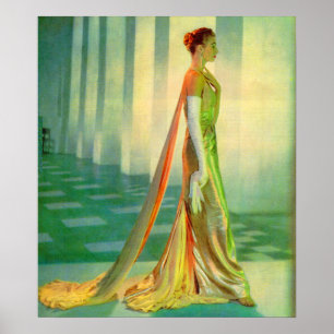 Póster 1960s beautiful lady in evening gown