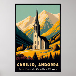 Póster 1960s Iglesia de Sant Joan de Caselles Viajes