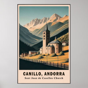 Póster 1960s Iglesia de Sant Joan de Caselles Viajes