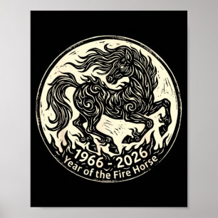 Póster 1966 2026 año del caballo de fuego zodíaco chino