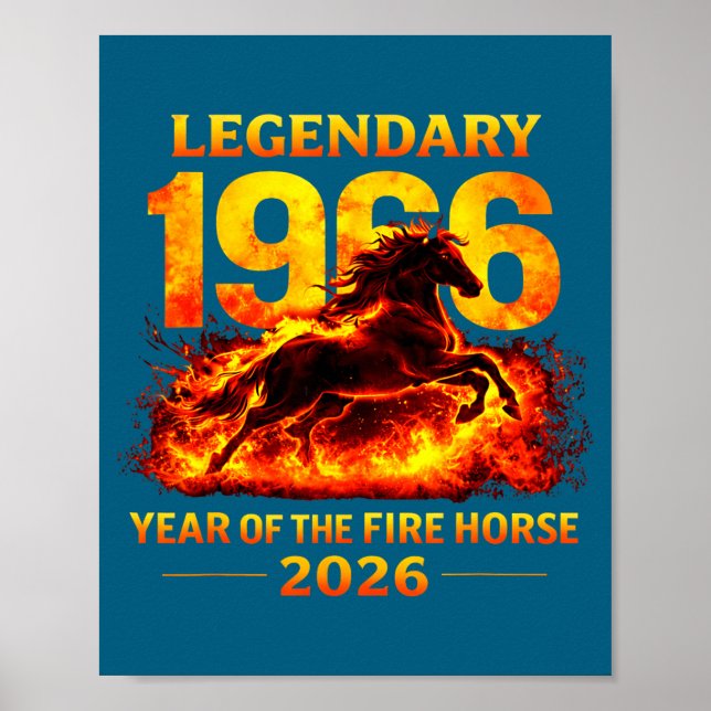 Póster 1966 Año Del Caballo De Fuego 60 Cumpleaños Chino  (Frente)