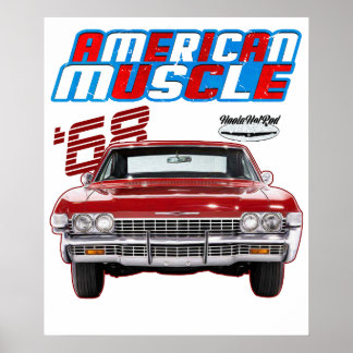 Póster 1968 Fastback,coche pony,Hotrod,Drag Car,Oldtimer,