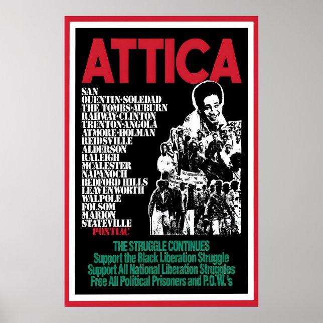Póster 1970s  Poster -Black Panther- Attica Art Wall (Frente)