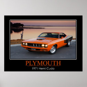 Póster 1971 Plymouth Hemi Cuda - Coche muscular