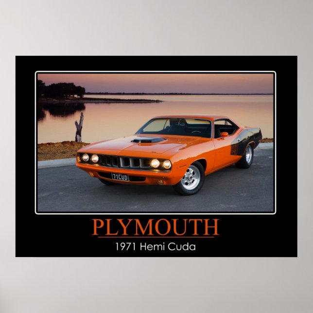 Póster 1971 Plymouth Hemi Cuda - Coche muscular (Frente)
