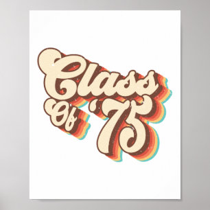 Póster 1975 Cl Reunion Retro Cl De 75 Graduados De Secund