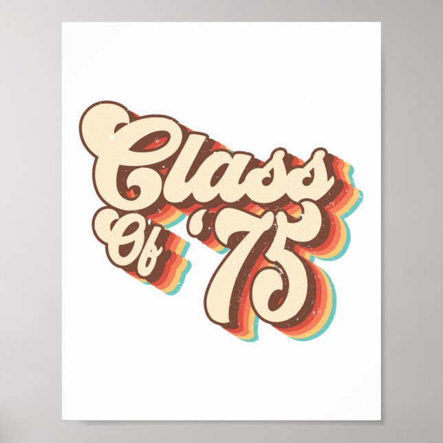 Póster 1975 Cl Reunion Retro Cl De 75 Graduados De Secund (Frente)