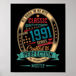 Póster 1991 31 años 31º cumpleaños Perfección artesanal