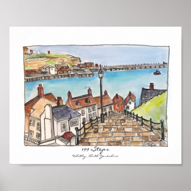 Póster 199 Steps, Whitby, North Yorkshire (Frente)