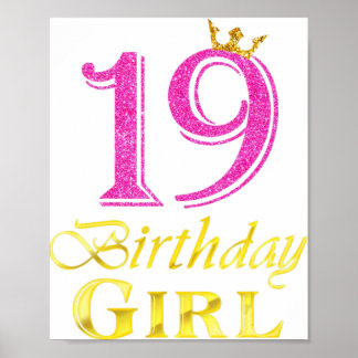 Póster 19.ª Chica de cumpleaños Princesa Shirt 19 años
