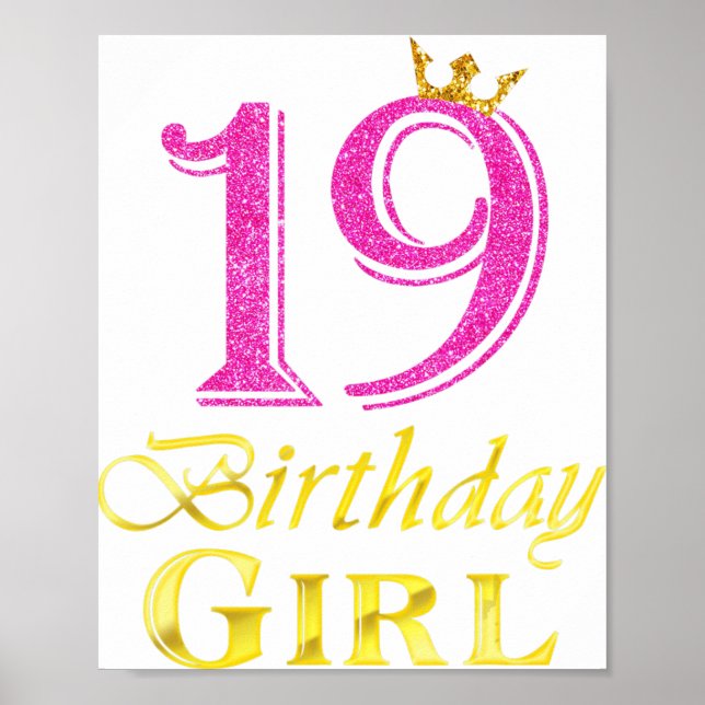 Póster 19.ª Chica de cumpleaños Princesa Shirt 19 años (Frente)