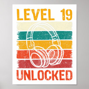 Póster 19.º nivel 19 de videojuegos de cumpleaños desbloq