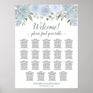 Póster 19 Mesa Rosas Azul Polvoriento Boho Chic Gráfico d