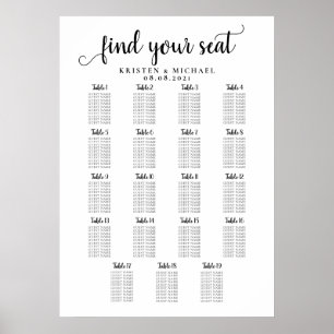 Póster 19 Tabla de asientos para invitados grandes Bodas