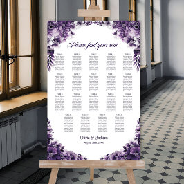 Póster 19 Tabla Tabla de asientos Boda morado de flores