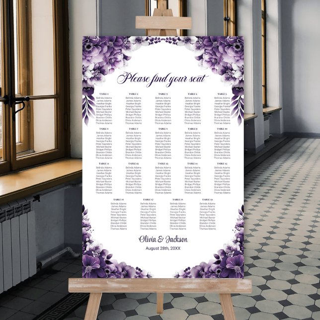 Póster 19 Tabla Tabla de asientos Boda morado de flores (Subido por el creador)