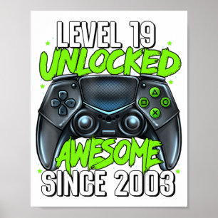 Póster 19th Birthday Gaming Level 19 Unlocked Awesome Sin