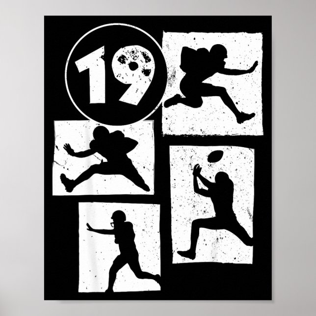 Póster 19th Birthday Retro American Football 19 Years Old (Frente)