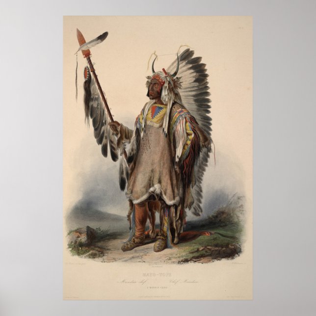 Póster 19th Century Indian Chief Reprint 36 x 24 Poster (Frente)