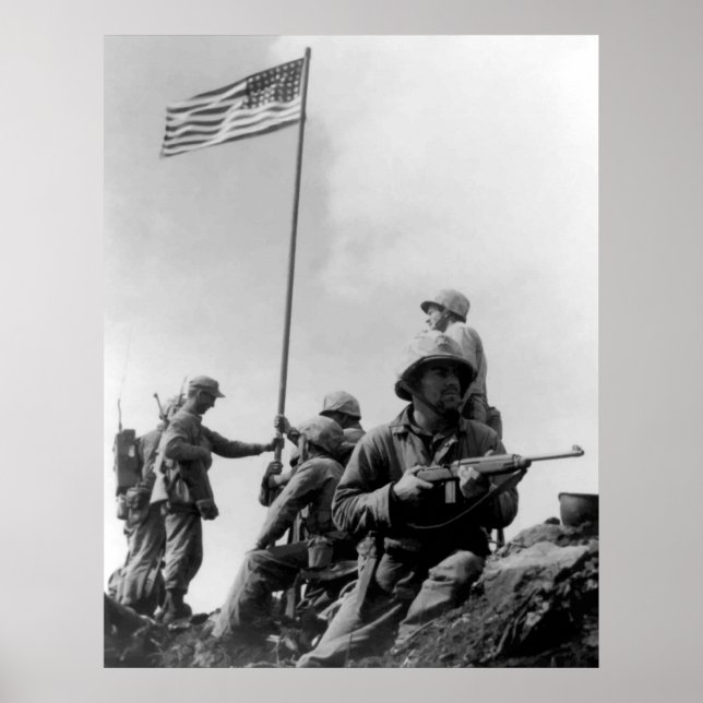 Póster 1.ª Bandera Alzando Sobre Iwo Jima (Frente)