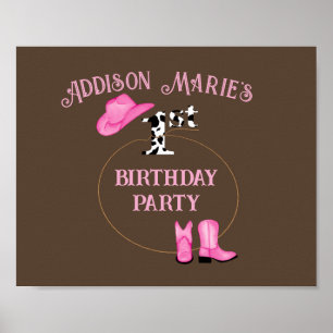 Póster 1.ª Fiesta de cumpleaños Rodeo Cowgirl