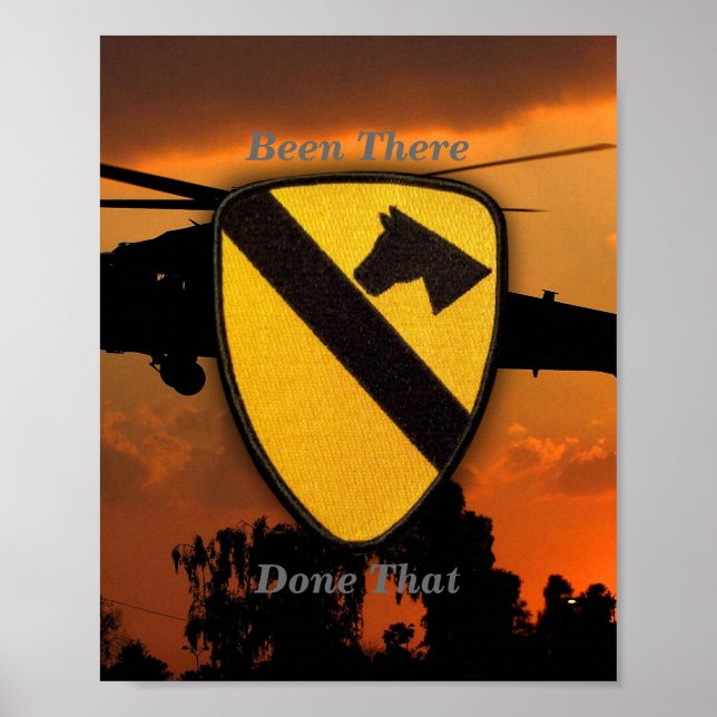 Póster 1.ª Parche de Guerra de Cavalry Air Cav Vietnam (Frente)