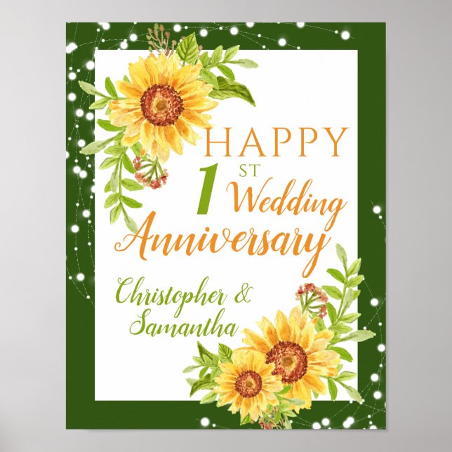 Póster 1.ᵉʳ Aniversario Boda Floral Girasol (Frente)