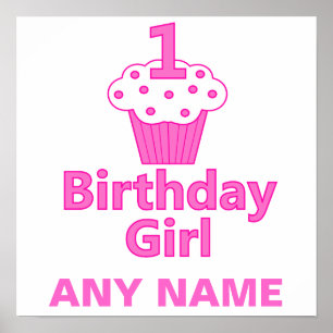 Póster 1.ᵉʳ Chica de cumpleaños Diseño de tarta