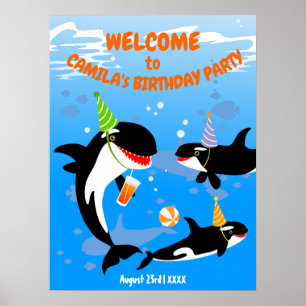Póster 1.ᵉʳ cumpleaños bajo la orilla de la ballena bebé