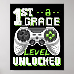 Póster 1.ᵉʳ Grado Desbloqueado Juego De Video De Vuelta A