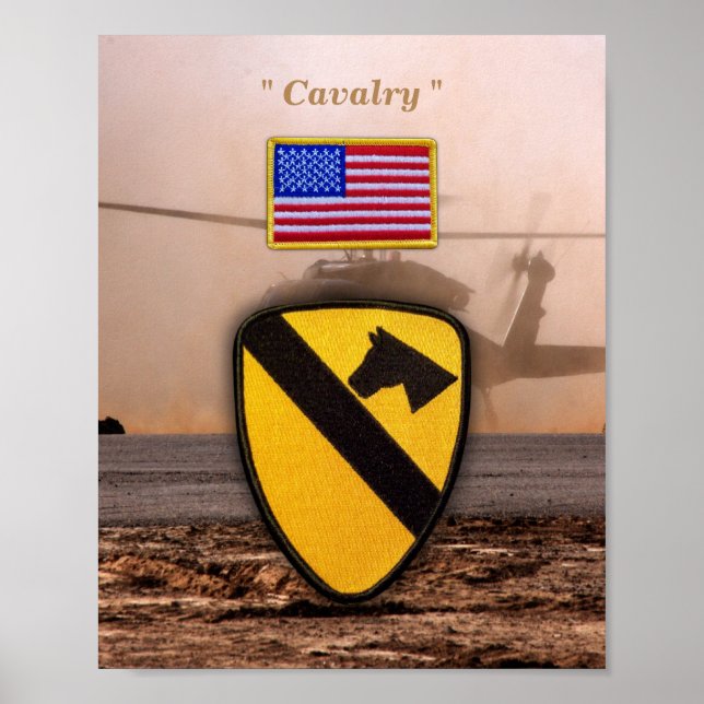 Póster 1.ᵉʳ parche de Vets de Cavalry Air Cav Vetereans (Frente)
