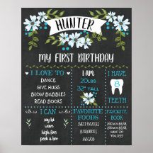 1.ᵉʳ Poster del hito de cumpleaños Rustic Chalkboa