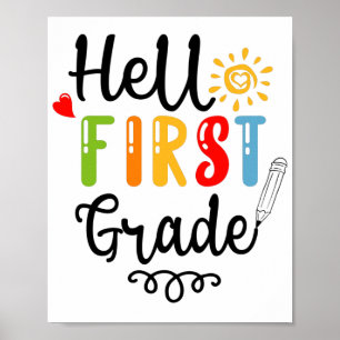 Póster 1/2- Hola Camisa de primer grado, estudiante de pr